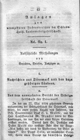 Anlagen zum neunzehnten Jahresberichte der Schlesw. Holst. Landesbibelgesellschaft.