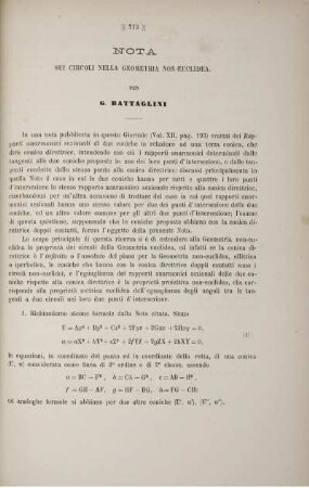 Nota sui circoli nella geometria non-euclidea.