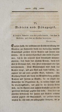VI. Medicin und Pädagogik