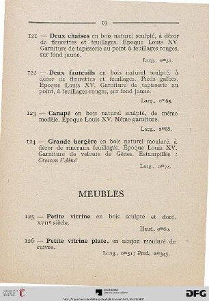Meubles (Nr. 125-144)