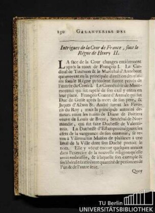 Intrigues de la Cour de France, sous le Régne de Henry II.