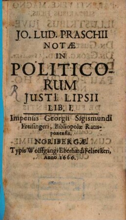 Notae in Politicorum Iusti Lipsii Libr. I.