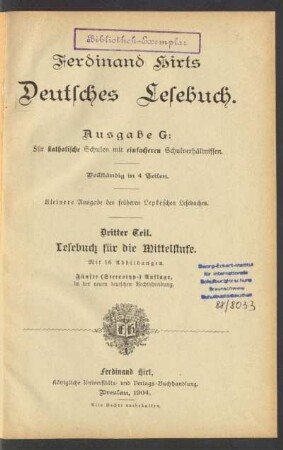 Teil 3, [Schülerband]: Lesebuch für die Mittelstufe