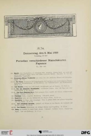 Porzellan verschiedener Manufakturen, Fayence (Nr. 384-601)