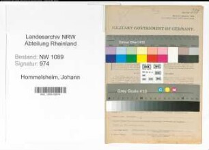 Entnazifizierung Johann Hommelsheim , geb. 20.11.1919 (Polizist)