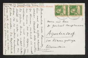 Brief von Christoph Bernoulli an Gerhart Hauptmann und Margarete Hauptmann