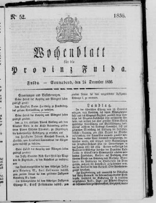 Nr. 52, Ausgabe vom 24. Dezember 1836 [S. 960/961 fehlt]