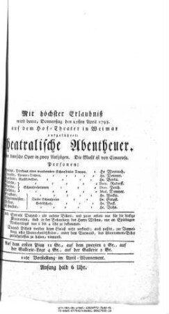 Theatralische Abentheuer
