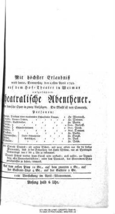 Theatralische Abentheuer