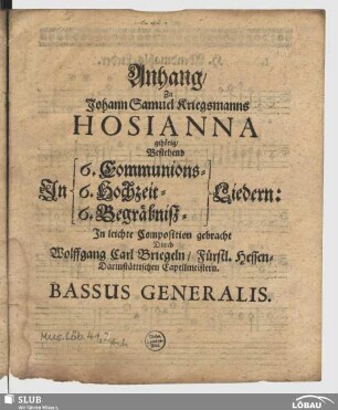 Anhang zu ...Kriegsmanns Hosianna