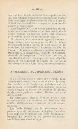 Armement, équipement, tenue