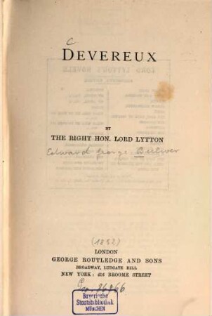 Lord Lytton's novels. 8, Devereux