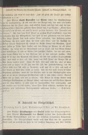 IV. Jahresfest der Bibelgesellschaft