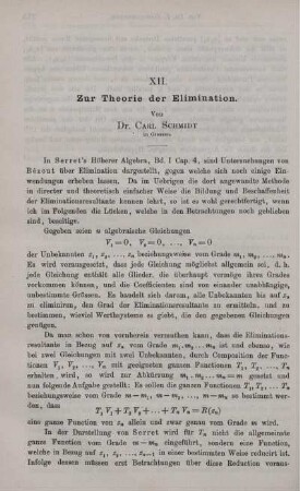 XII. Zur Theorie der Elimination.