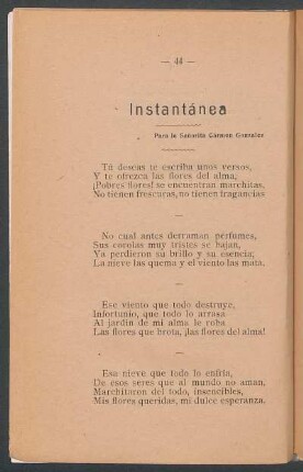Instantánea : Para la señorita Cármen Gonzalez