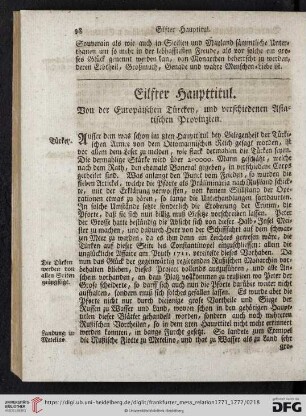 Eilfter Haupttitul. Von den Europäischen Türcken, und verschiedenen Asiatischen Provinzien