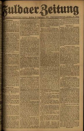 Ausgabe vom Freitag, den 12. September 1919.