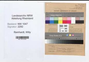Entnazifizierung Willy Reinhardt , geb. 25.12.1901 (Angestellter)