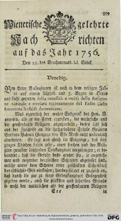 Den 25. des Brachmonats. LI. Stück