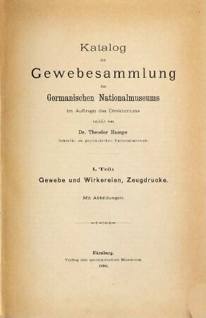 Katalog der Gewebesammlung des Germanischen Nationalmuseums, 1