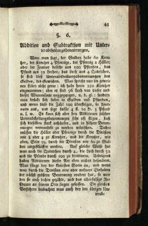 §. 6.: Addition und Subtraktion mit Unterabtheilungs- benennungen