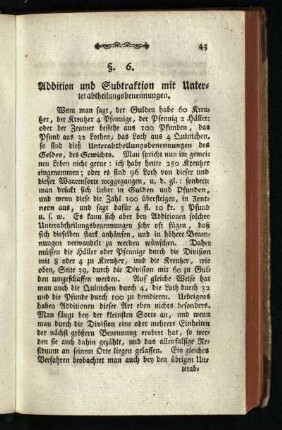 §. 6.: Addition und Subtraktion mit Unterabtheilungs- benennungen