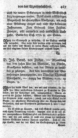Abhandlung von dem hohen Alter des Menschen, den Stufen, Krankheiten desselben.