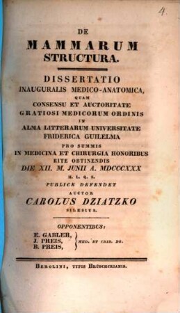 De mammarum structura : Diss. inaug. med. anat.