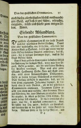 Siebende Abhandlung. Von der geistlichen Communion