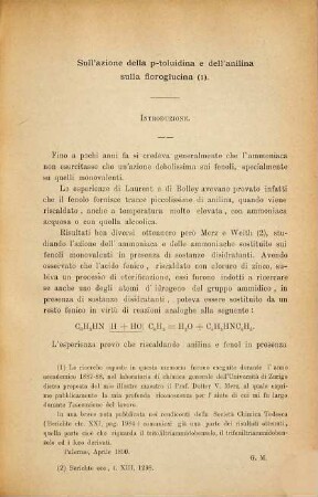 Sull'azione della P-Toluidina e dell'anilina sulla floroglucina