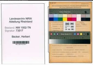 Entnazifizierung Herbert Becker , geb. 11.08.1908 (Spediteur)