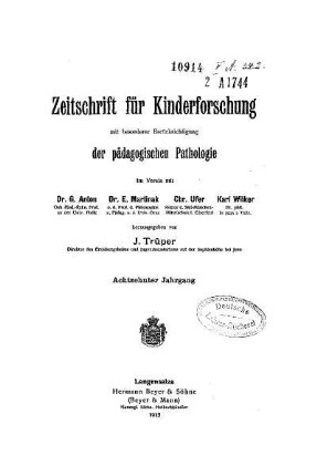 18: Zeitschrift für Kinderforschung - 18.1913