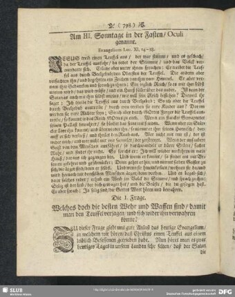 Am III. Sonntage in der Fasten, Oculi genannt