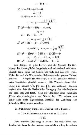 a. Die Elimination des zweiten Gliedes. § 49.