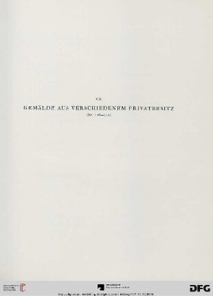 VII. Gemälde aus verschiedenem Privatbesitz (Nr. 106-111)