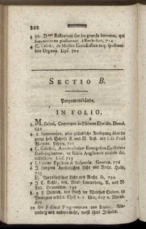 Sectio B. Pergamentbände.