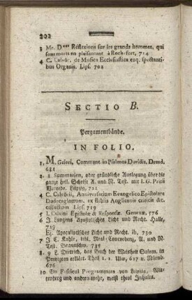 Sectio B. Pergamentbände.