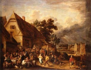 Große Dorfkirmes mit dem tanzenden Paar