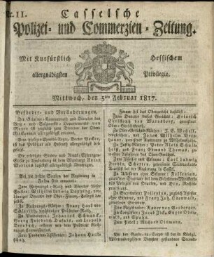 Nr. 11, Mittwoch, den 5ten Februar 1817