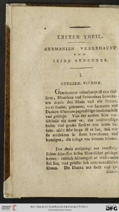 Erster Theil: Germanien ueberhaupt und seine Bewohner