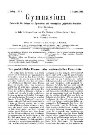 Das geschichtliche Element beim mathematischen Unterrichte