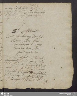 IIIter Abschnitt. Untersuchung der Gebürge, ihre Bauwürdigkeit und den ersten Versuchsarbeiten