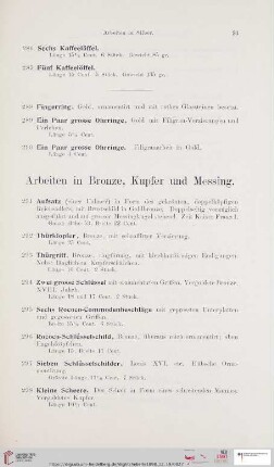 Arbeiten in Bronze, Kupfer und Messing (Nr. 291-350)