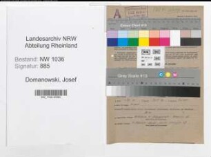Entnazifizierung Josef Domanowski , geb. 10.06.1898 (Unfallsteiger)