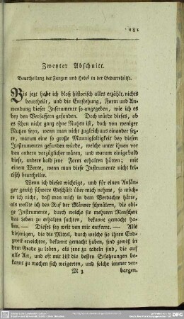 Zweyter Abschnitt. Beurtheilung der Zangen und Hebel in der Geburtshülfe