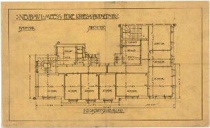 Billing, Hermann; Karlsruhe, Kriegsstr. 159 / Bunsenstr. 12; Doppelhaus L. Meess - Grundriss 2. OG; Grundriss 3. OG