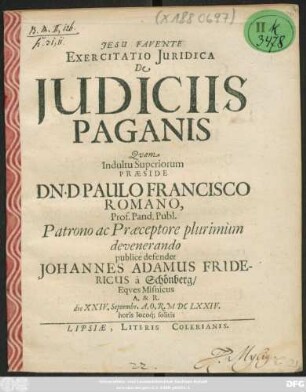 Exercitatio Iuridica De Iudiciis Paganis