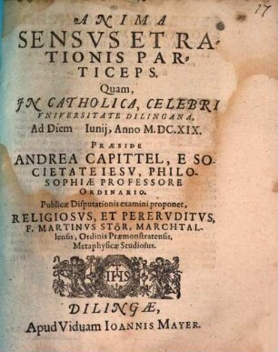 Anima Sensvs Et Rationis Particeps
