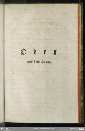 Oden aus dem Horaz