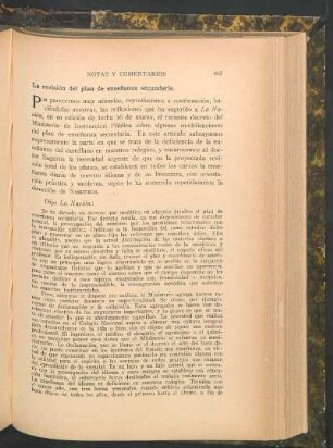 La revisión del plan de enseñanza secundaria